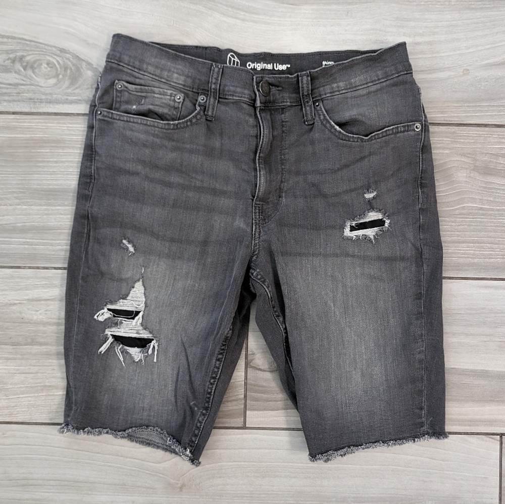 Original Use (Intentionally) Faded Black Distressed Denim Shorts